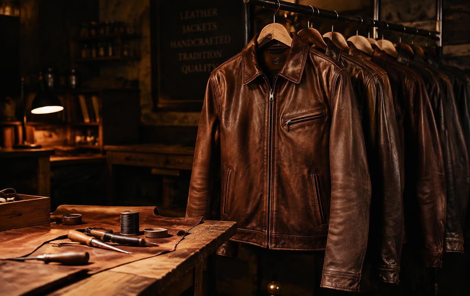Leather jackets in the Sharma Traders workshop